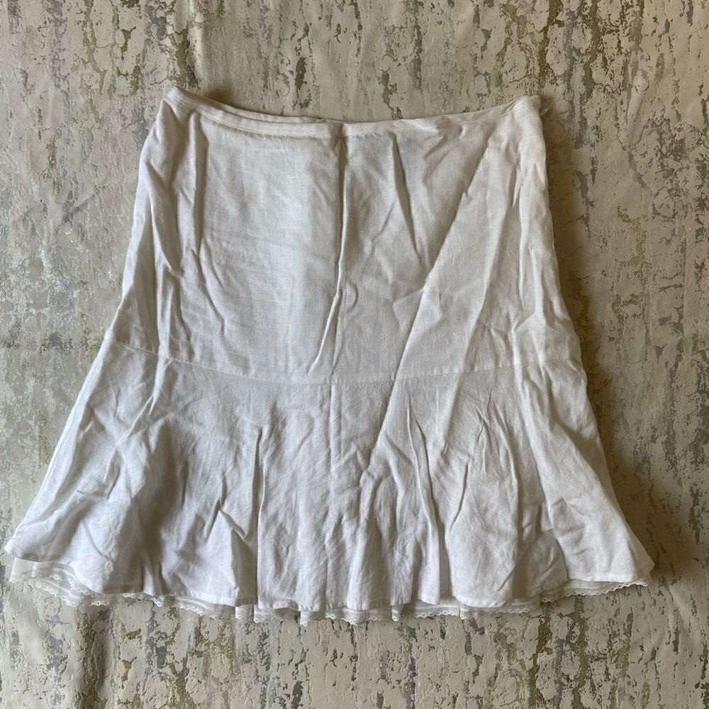 White Linen Ruffle tennis Skirt Y2K